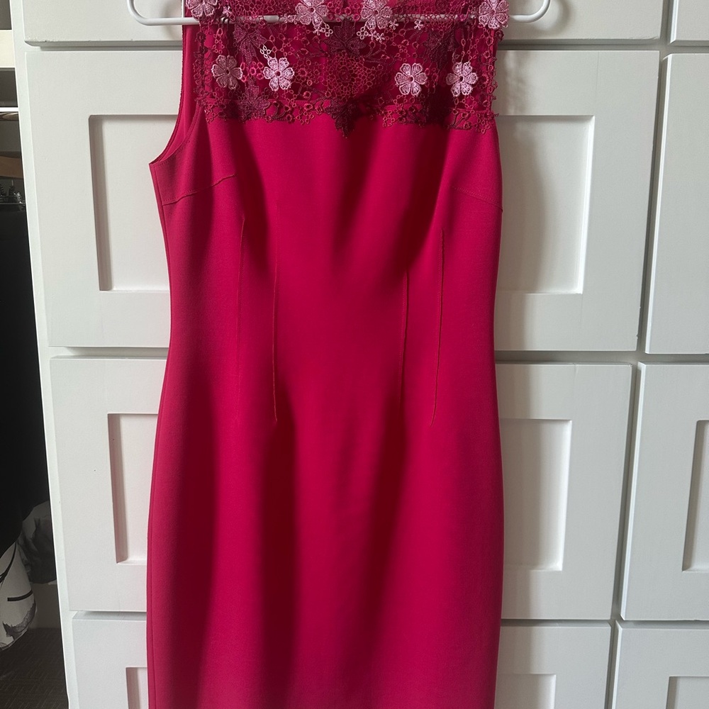 Elie Tahari Fuchsia Lace Midi Dress
